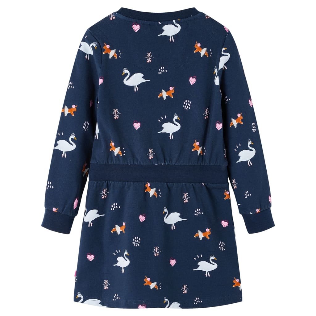 vidaXL Kinderjurk met lange mouwen 92 marineblauw afbeelding