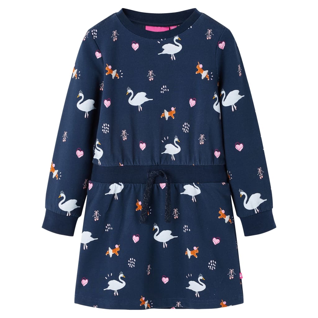 vidaXL Dětské šaty s dlouhým rukávem námořnicky modré 128