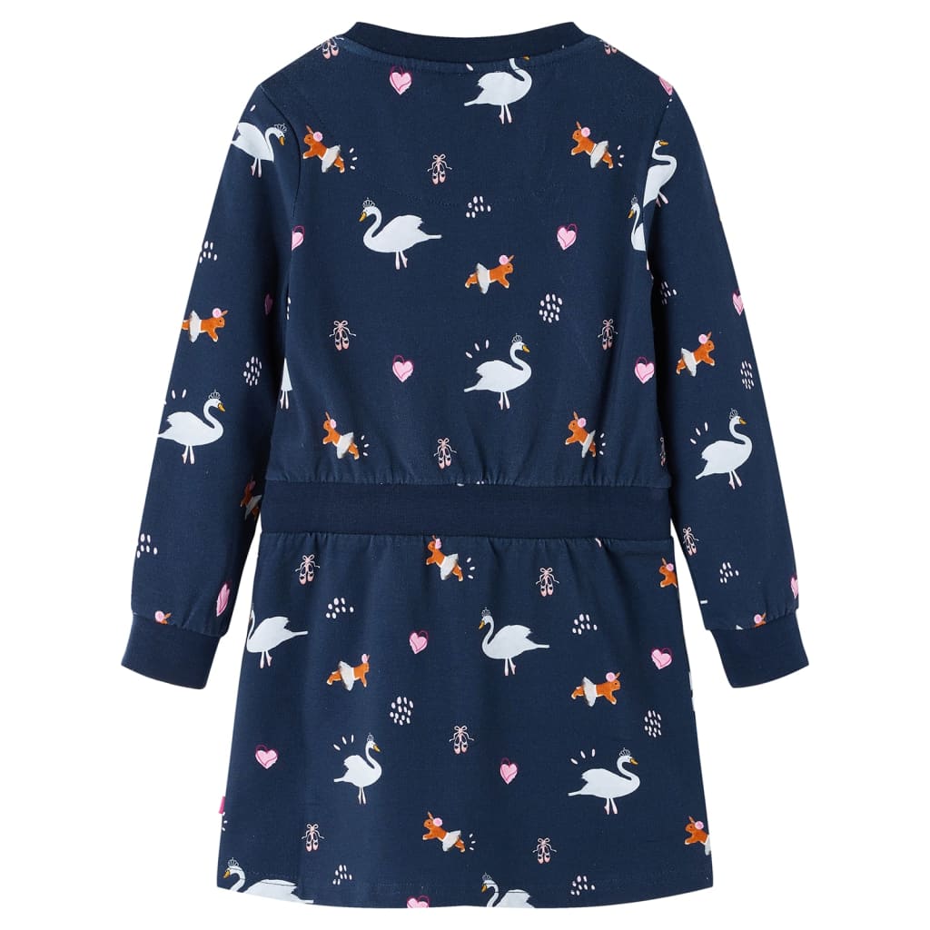 vidaXL Kinderjurk met lange mouwen 128 marineblauw afbeelding