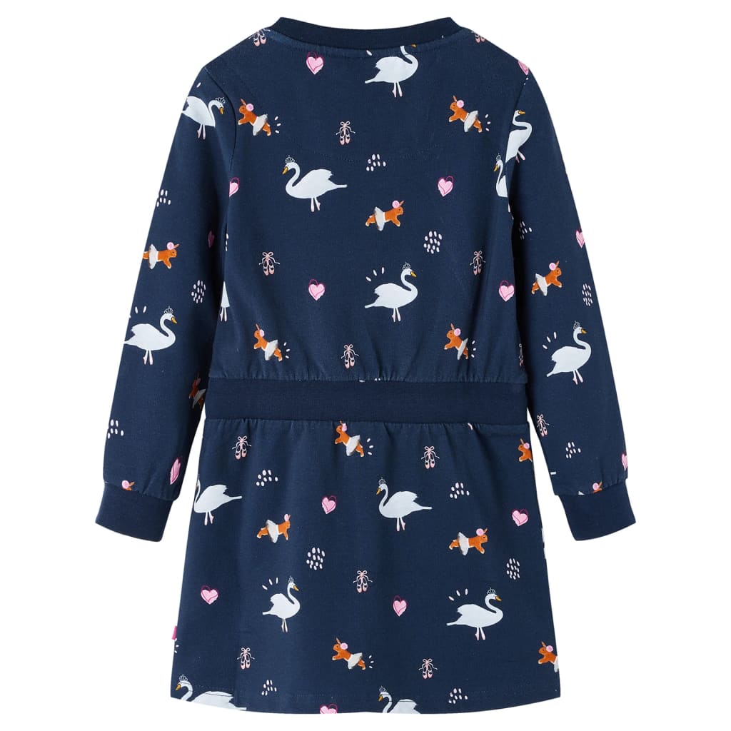 vidaXL Kinderjurk met lange mouwen 140 marineblauw afbeelding