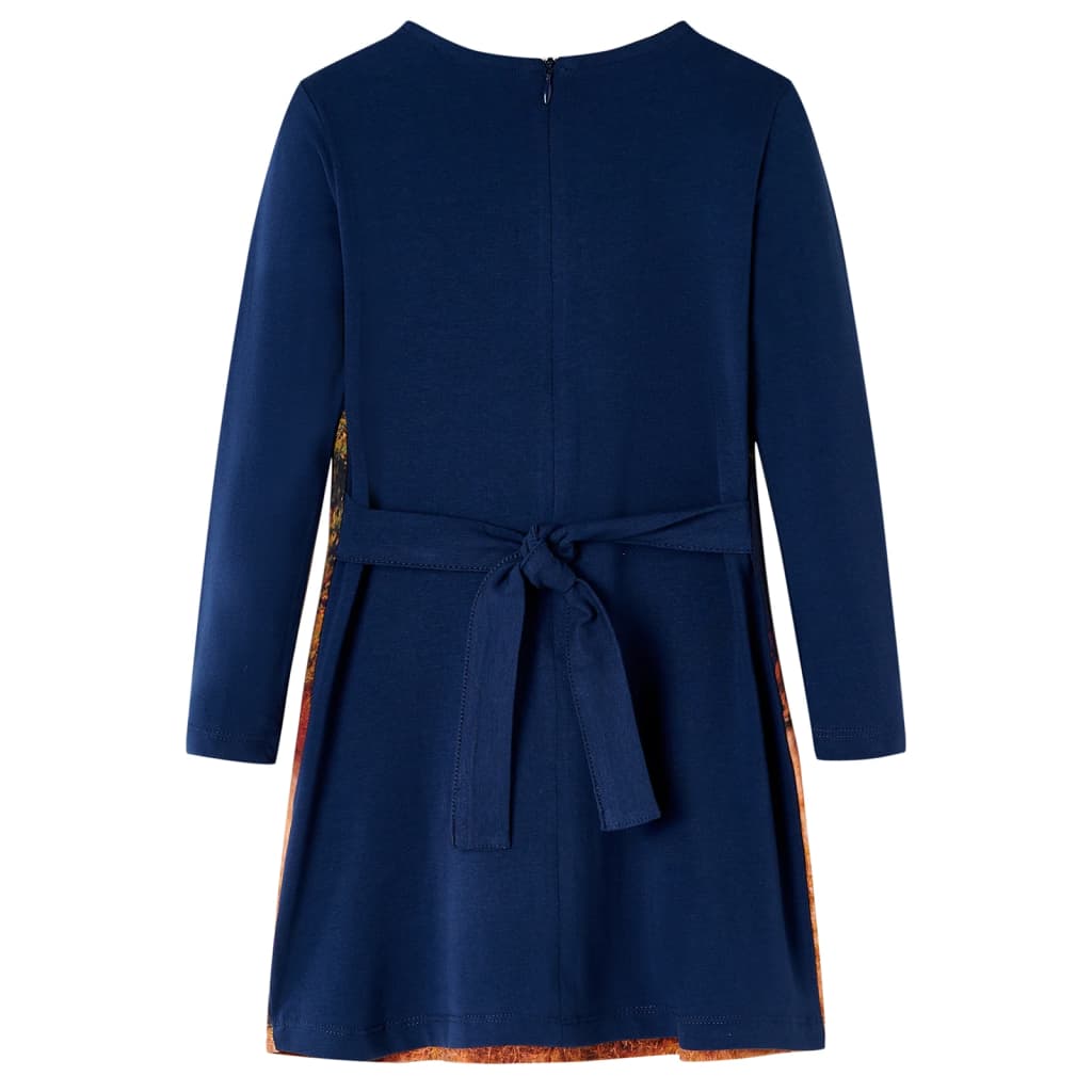 vidaXL Kinderjurk met lange mouwen 116 marineblauw afbeelding
