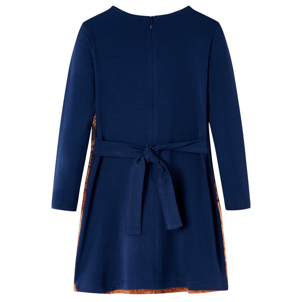 vidaXL Kinderjurk met lange mouwen 140 marineblauw afbeelding