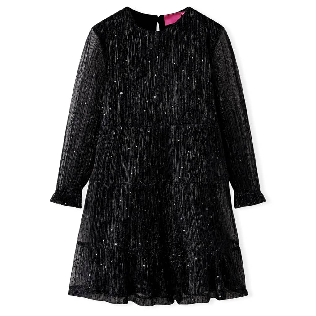 Rochie pentru copii cu mâneci lungi, negru, 92