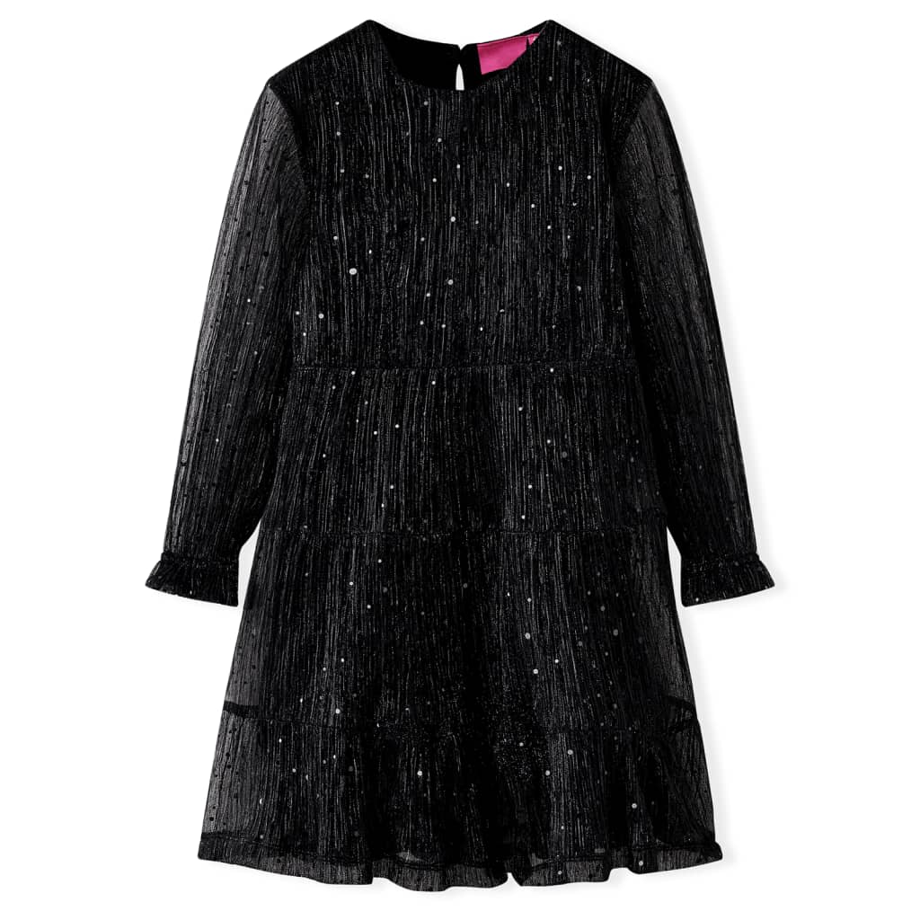 Rochie pentru copii cu mâneci lungi, negru, 104