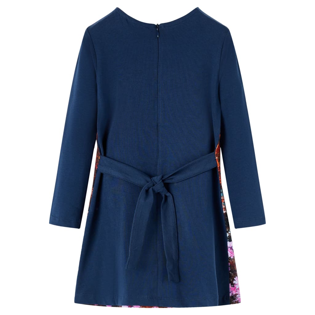 vidaXL Kinderjurk met lange mouwen 104 marineblauw afbeelding