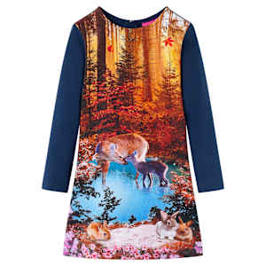 Otroška obleka z dolgimi rokavi mornarsko modra 116