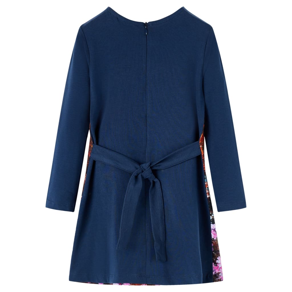 vidaXL Kinderjurk met lange mouwen 128 marineblauw afbeelding