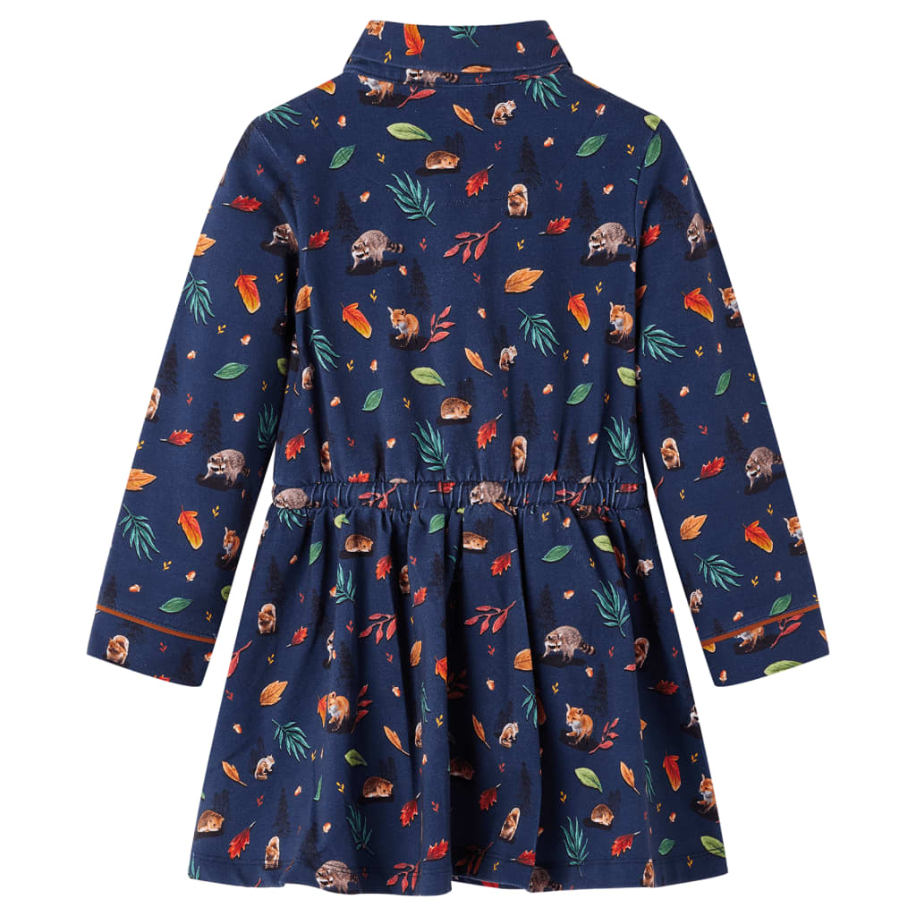 vidaXL Kinderjurk met lange mouwen 140 marineblauw afbeelding