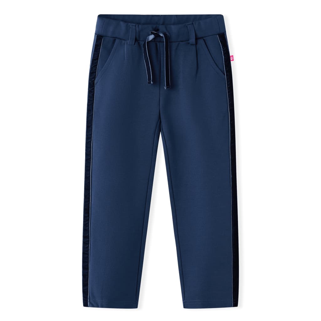 Pantaloni pentru copii cu ornamente negre, bleumarin, 128