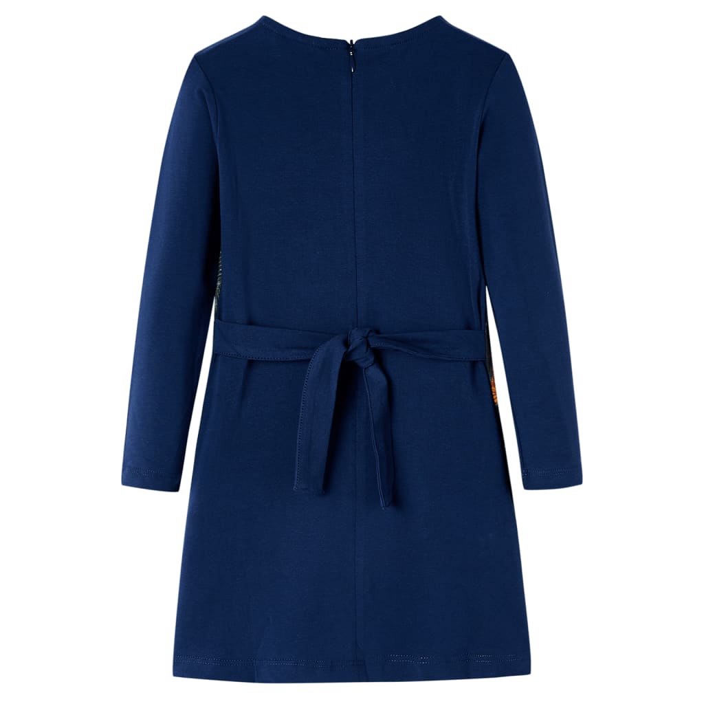 vidaXL Kinderjurk met lange mouwen 116 marineblauw afbeelding