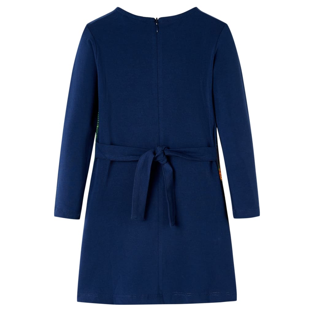 vidaXL Kinderjurk met lange mouwen 128 marineblauw afbeelding
