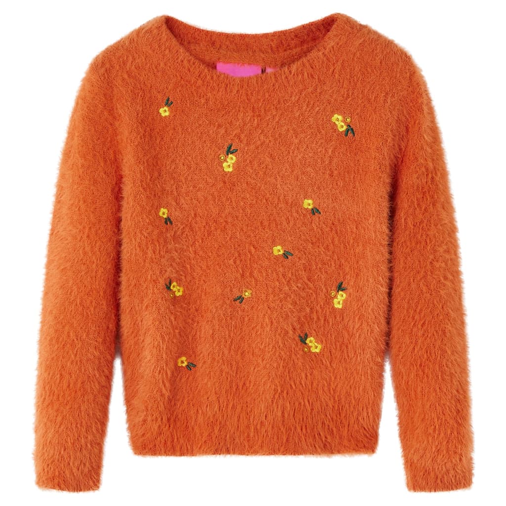 Pulover tricotat pentru copii, portocaliu ars, 128