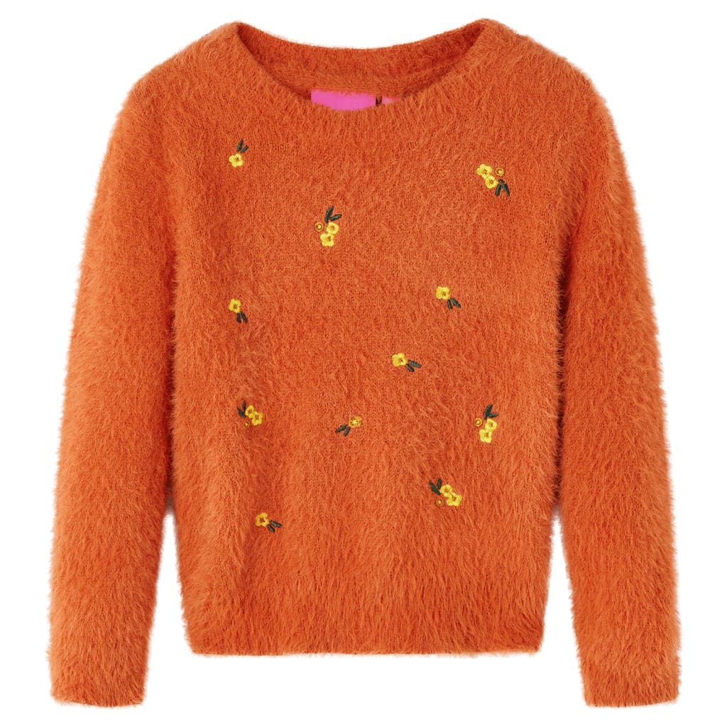 Pull-over tricoté pour enfants orange brûlé 140