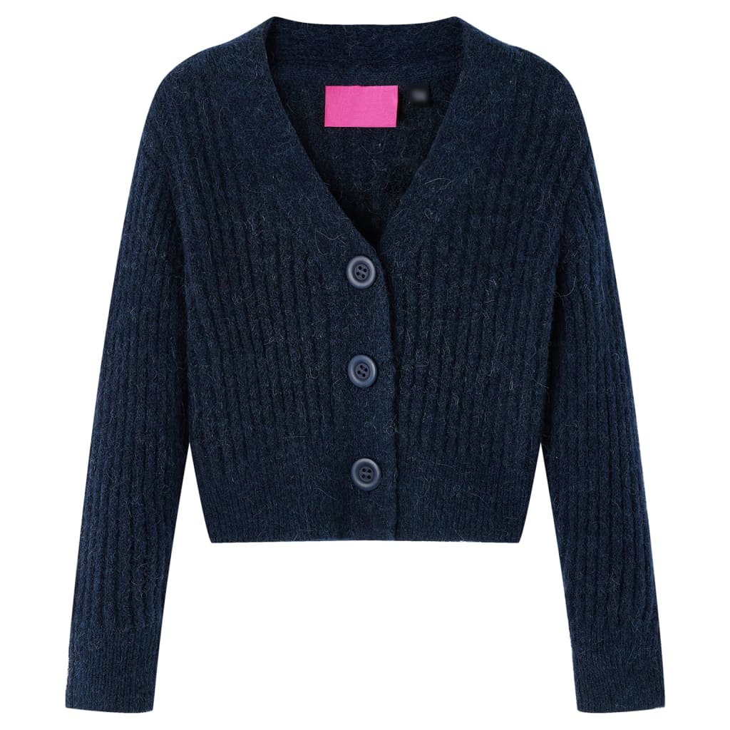 vidaXL Dětský pletený cardigan námořnicky modrý 128