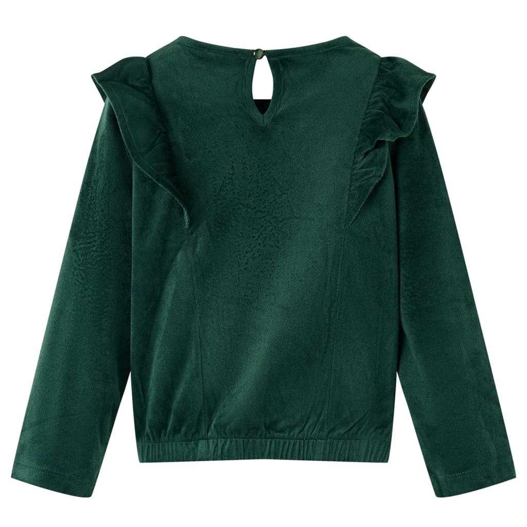 vidaXL Kinderblouse met ruches 116 donkergroen afbeelding