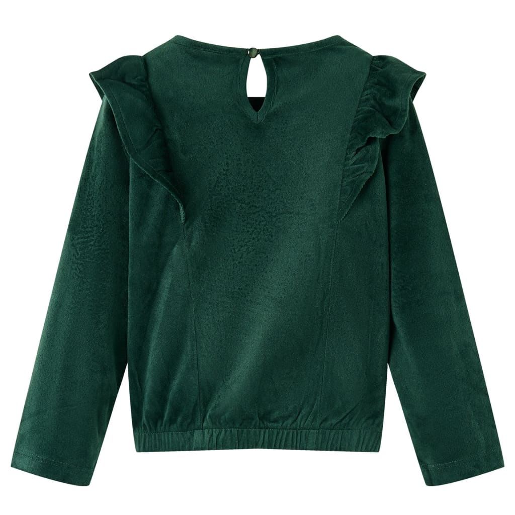 vidaXL Kinderblouse met ruches 128 donkergroen afbeelding