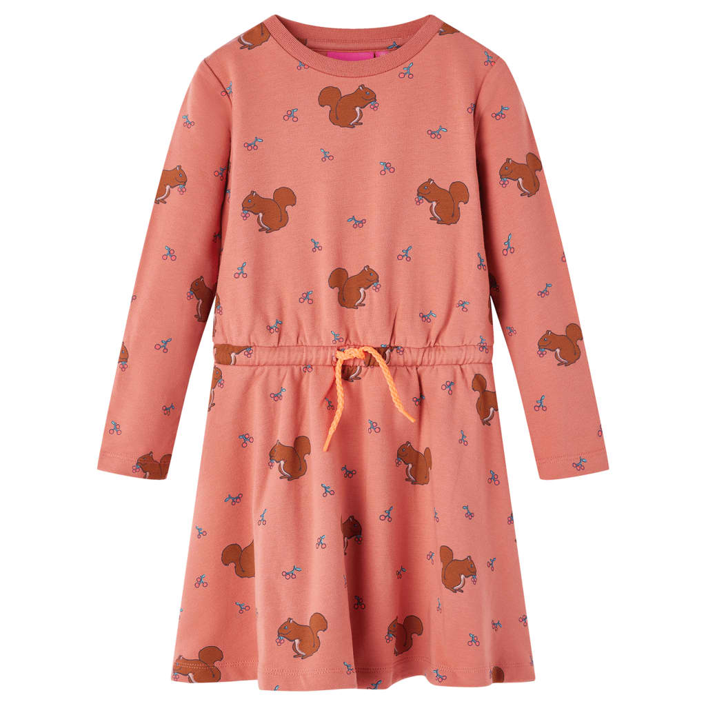 Rochie pentru copii, imprimeu veverițe, roze antichizat, 92
