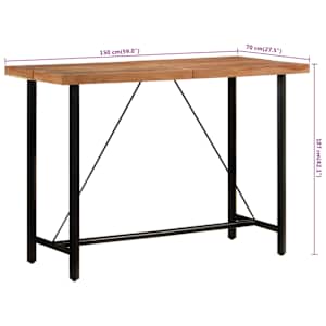 Barový stůl 150 x 70 x 107 cm masivní akáciové dřevo a železo - obrázek 8