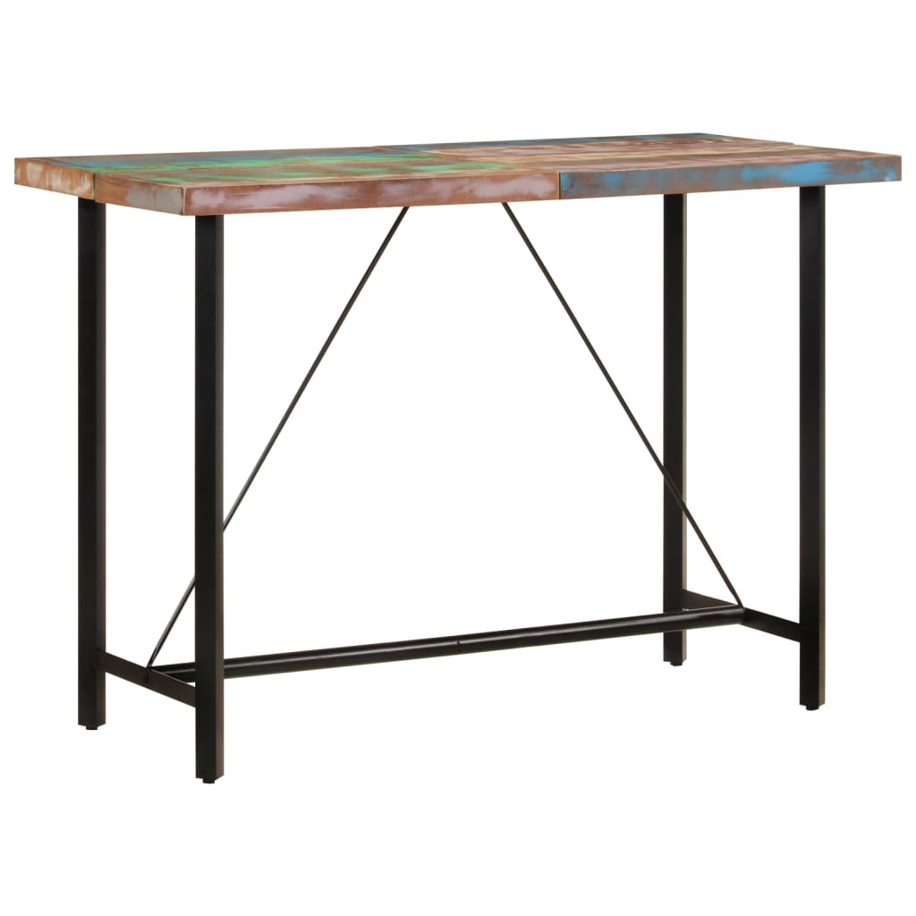 vidaXL Masă de bar, 150x70x107 cm, lemn masiv reciclat și fier