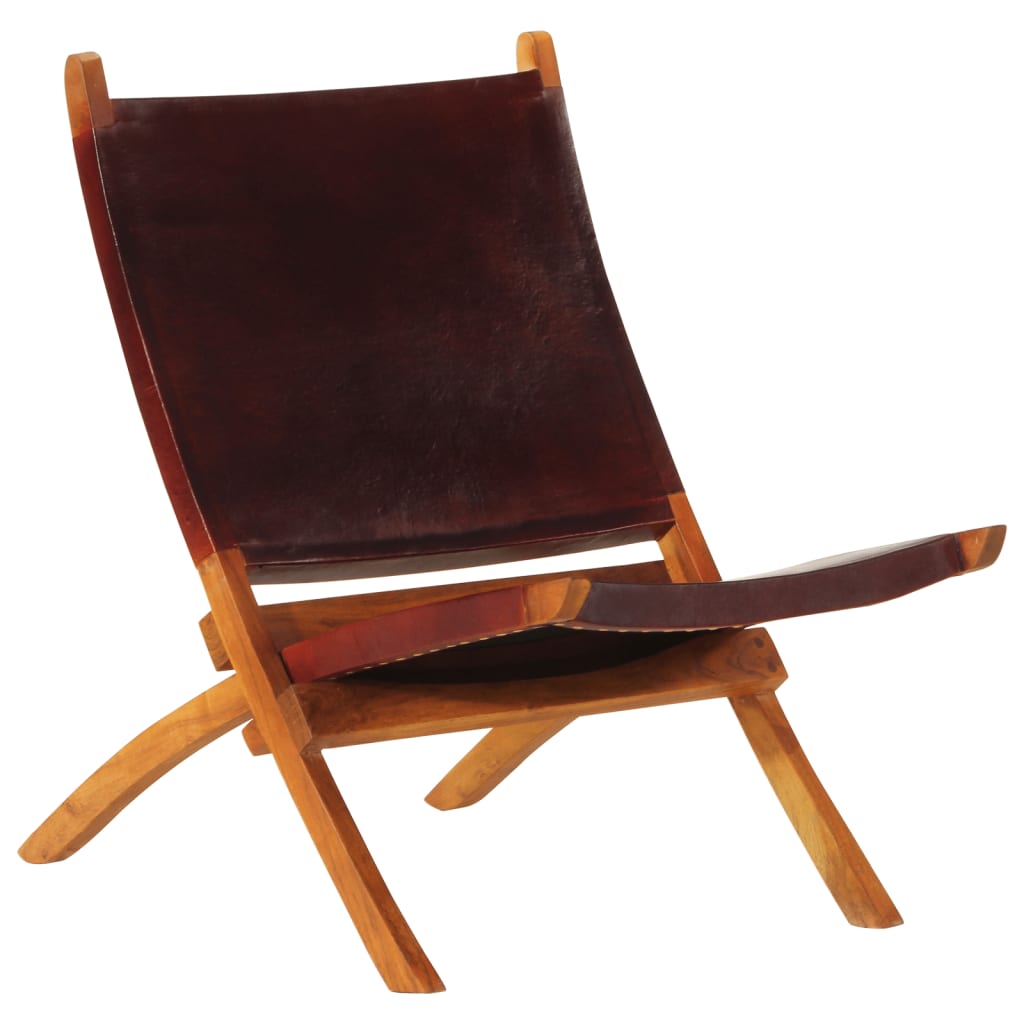 9: vidaXL foldbar stol ægte skind mørkebrun