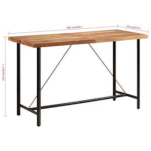 Barový stůl 180 x 70 x 107 cm masivní akáciové dřevo a železo - obrázek 7