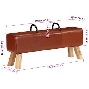 Lavice gymnastický kůň hnědá 110 cm pravá kůže - obrázek 10