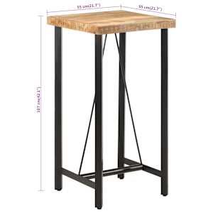 Barový stůl 55 x 55 x 107 cm masivní mangovník a železo - obrázek 7