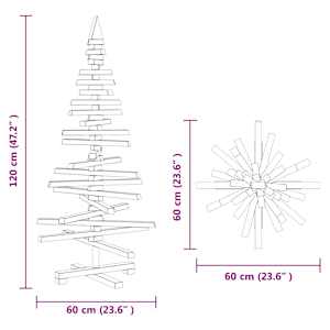 Dřevěný vánoční stromeček na ozdoby 120 cm masivní borové dřevo - obrázek 13
