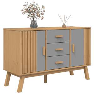 Příborník OLDEN šedý a hnědý 114x43x73,5 cm masivní borovice - obrázek 5