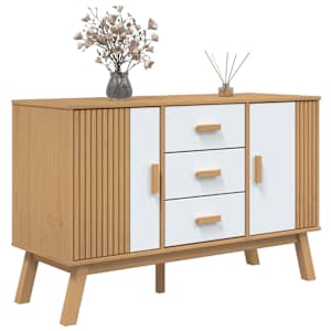 Příborník OLDEN bílý a hnědý 114x43x73,5 cm masivní borovice - obrázek 5