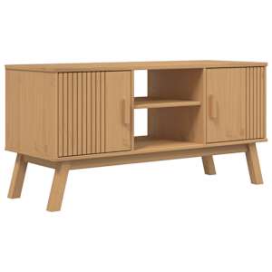 TV skříňka OLDEN hnědá 114 x 43 x 57 cm masivní borové dřevo - obrázek 2