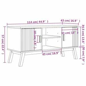 TV skříňka OLDEN hnědá 114 x 43 x 57 cm masivní borové dřevo - obrázek 11