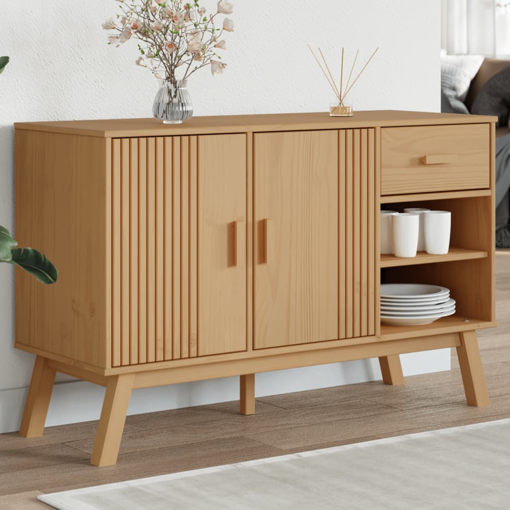 vidaXL Sideboard OLDEN Braun 114x43x73,5 cm Massivholz Kiefer