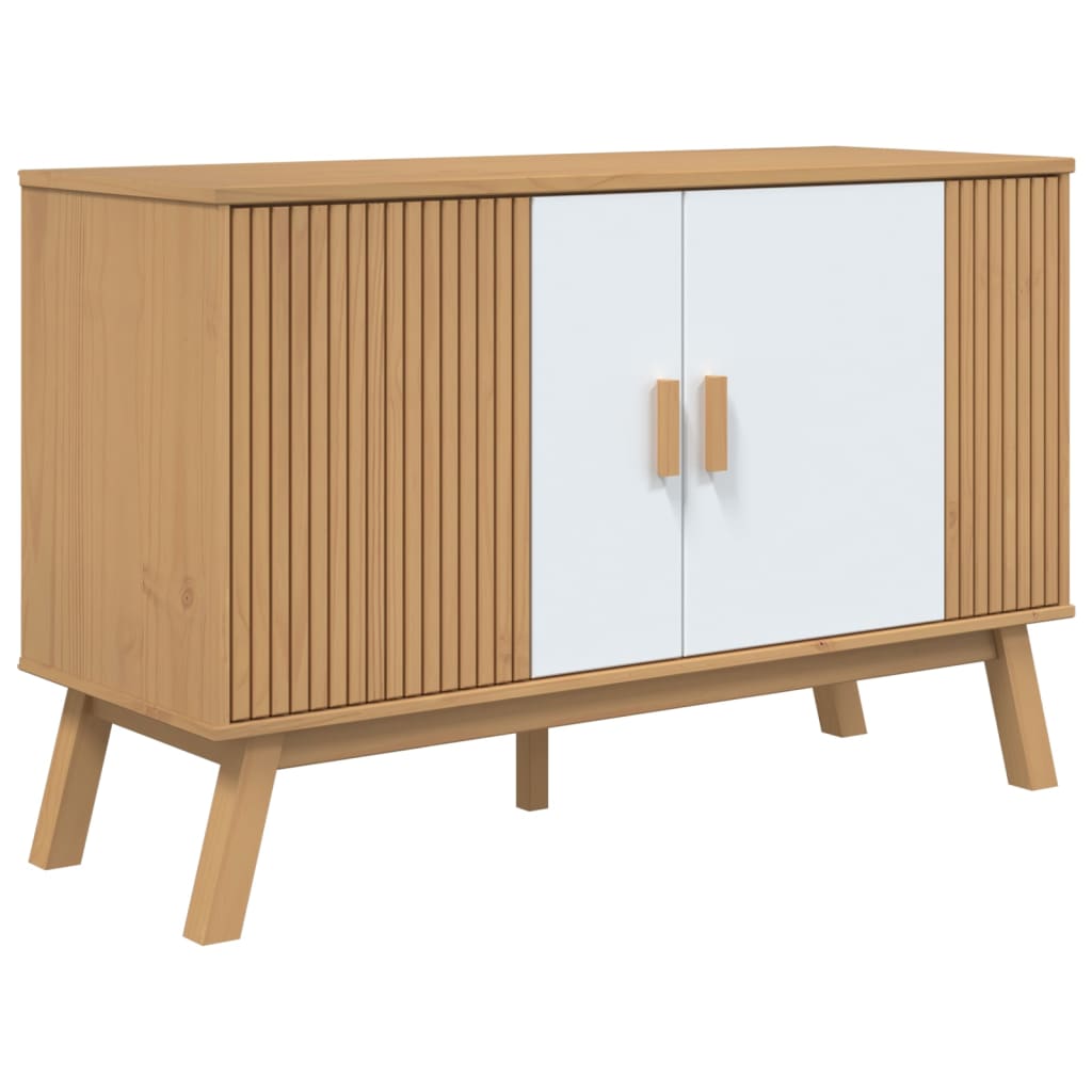 Thumbnail - vidaXL Sideboard OLDEN Weiß und Braun 114x43x73,5 cm Massivholz Kiefer
