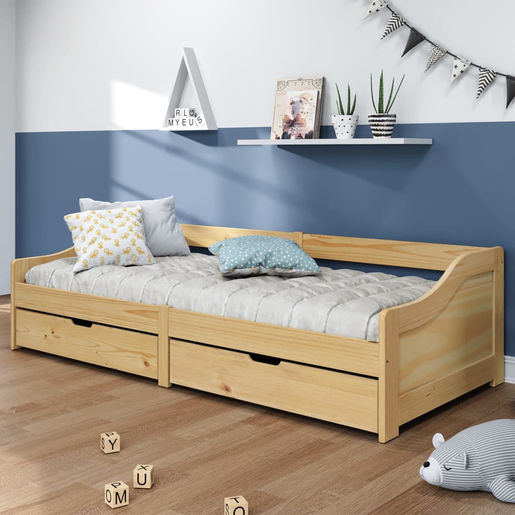 Tagesbett mit 2 Schubladen IRUN 90×200 cm Massivholz Kiefer