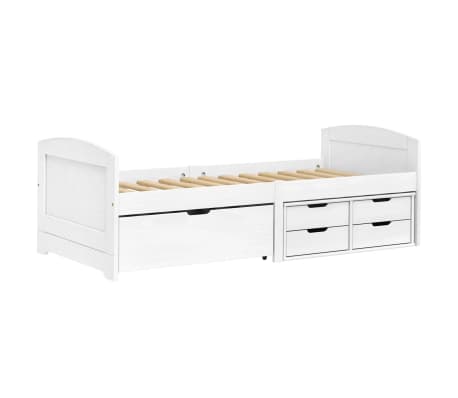 vidaXL Ł&oacute;żko dzienne, 5 szuflad, IRUN, białe, 90x200 cm, sosna