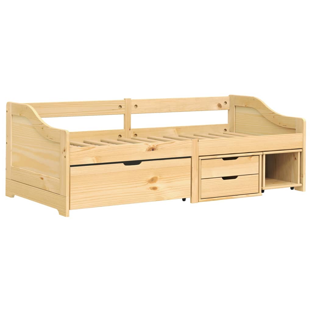 vidaXL Slaapbank met 3 lades IRUN 90x200 cm massief grenenhout afbeelding