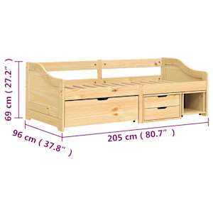 Válenda se 3 zásuvkami IRUN 90x200 cm masivní borové dřevo - obrázek 8