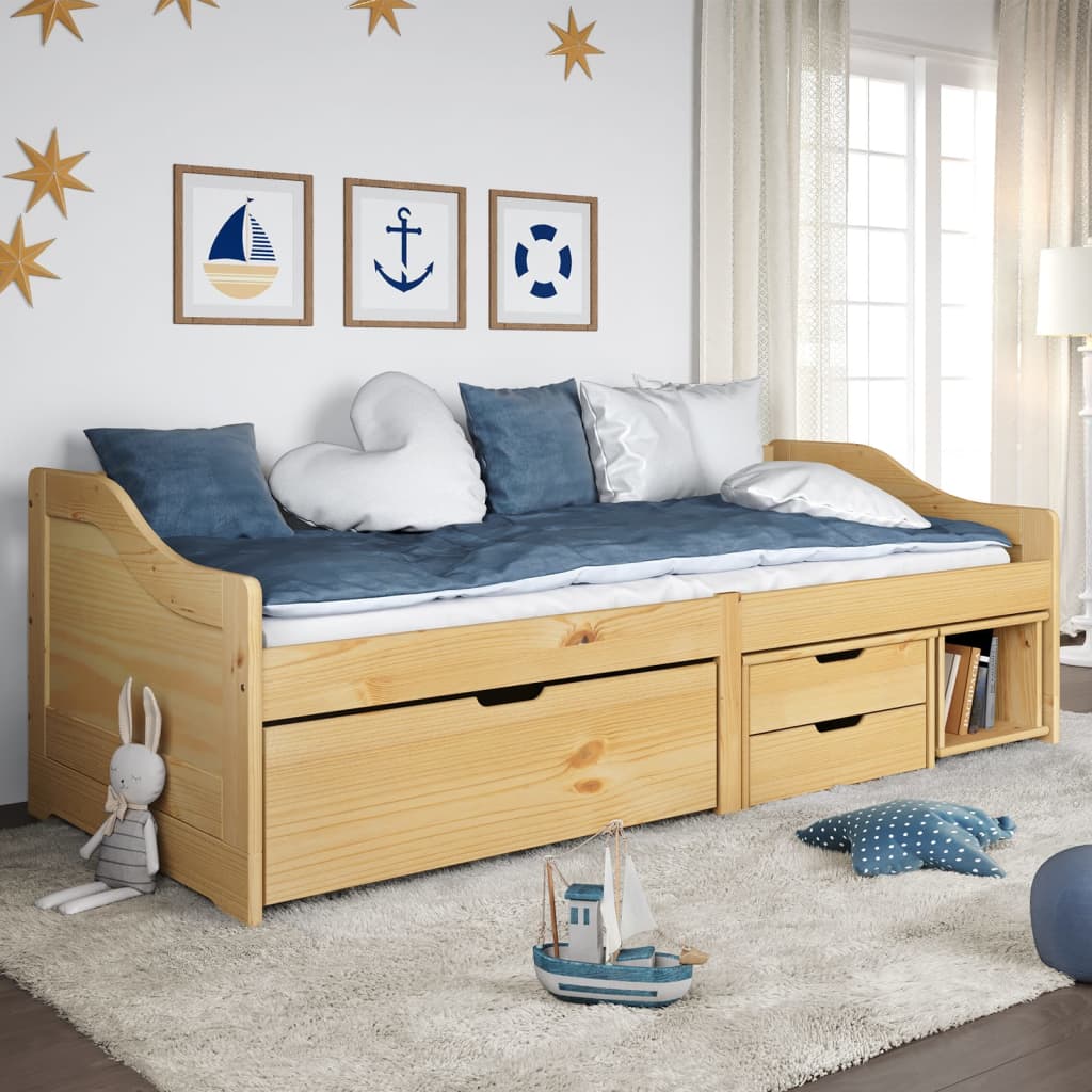 Tagesbett mit 3 Schubladen IRUN 90×200 cm Massivholz Kiefer
