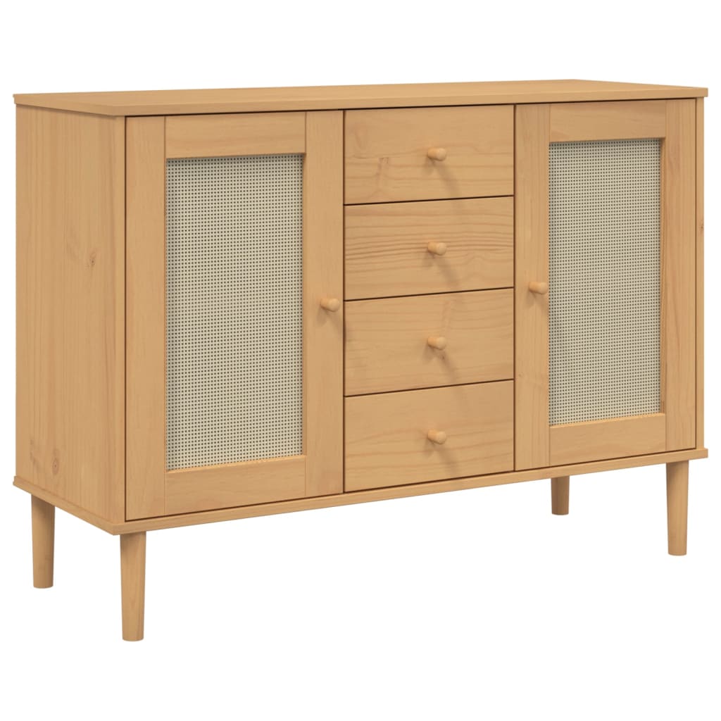 Thumbnail - vidaXL Sideboard SENJA Rattan-Optik Braun 112x40x80 cm Kiefernholz