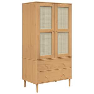 Šatní skříň SENJA ratanový vzhled hnědá 90x55x175 cm borovice - obrázek 2