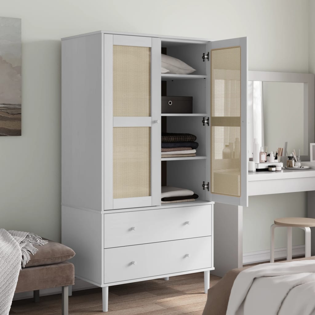 Thumbnail - vidaXL Kleiderschrank SENJA Rattan-Optik Weiß 90x55x175 cm Kiefernholz