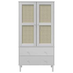 Šatní skříň SENJA ratanový vzhled bílá 90x55x175 cm borovice - obrázek 5