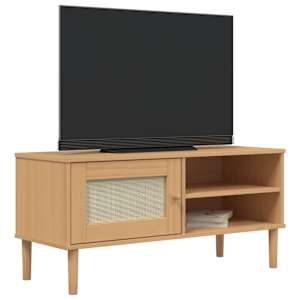 TV skříňka SENJA ratanový vzhled hnědá 106x40x49 cm borovice - obrázek 3