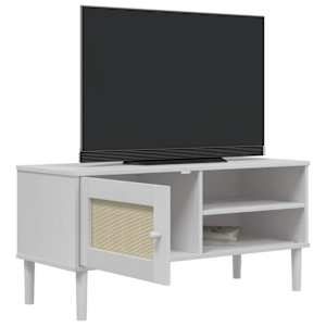 TV skříňka SENJA ratanový vzhled bílá 106 x 40 x 49 cm borovice - obrázek 4