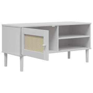 TV skříňka SENJA ratanový vzhled bílá 106 x 40 x 49 cm borovice - obrázek 6