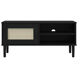TV skříňka SENJA ratanový vzhled černá 106x40x49 cm borovice - obrázek 5