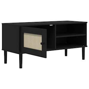 TV skříňka SENJA ratanový vzhled černá 106x40x49 cm borovice - obrázek 6