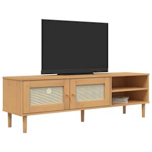 TV skříňka SENJA ratanový vzhled hnědá 158x40x49 cm borovice - obrázek 3