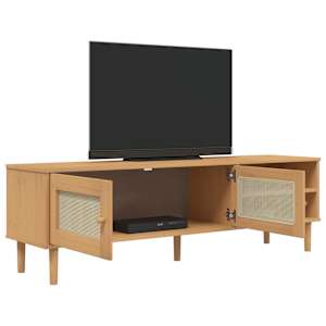 TV skříňka SENJA ratanový vzhled hnědá 158x40x49 cm borovice - obrázek 4